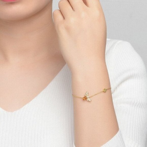 *NEW 18K Yellow Gold Citrine Diamond Bee Bracelet - Picture 4 of 7